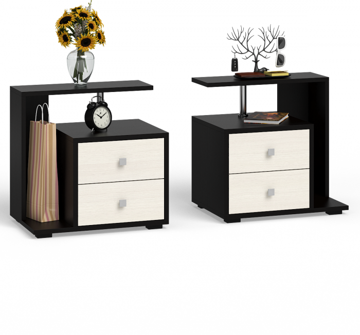 Камелия спальня № 13 Кровать с ящиками 1200 + Две тумбы + Стол косметич. + Зеркало, венге/дуб лоредо