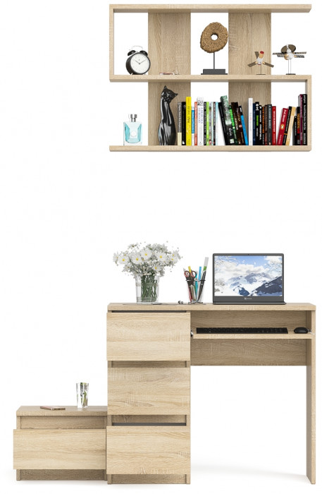Мори Стол компьютерный МС-6 левый + Тумба ТМП400.1 + Полка 900, цвет дуб сонома, ШхГхВ 130,4х50х209,6 см., НЕ универсальная сборка