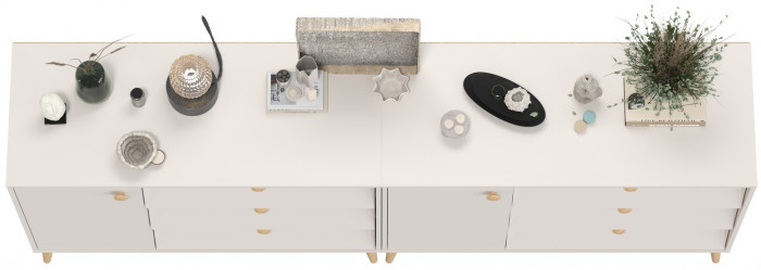 Афина Спальня Комод с дверкой и тремя ящиками х 2, цвет кашемир серый, ШхГхВ 2х110х45,3х83 см., универсальная сборка