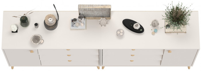 Афина Спальня Комод с дверкой и тремя ящиками х 2, цвет кашемир серый, ШхГхВ 2х110х45,3х83 см., универсальная сборка