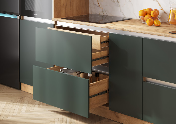 Модульная кухня Карина ЛДСП, Дуб крафт золотой/Изумрудный