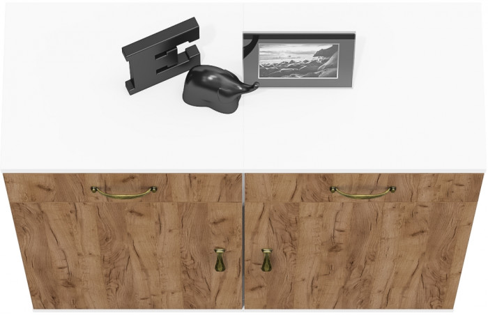 Лидер-8 Тумба МД 3.15 2 шт., цвет белый шагрень/крафт золото, ШхГхВ 80х30х75 см., универсальная сборка