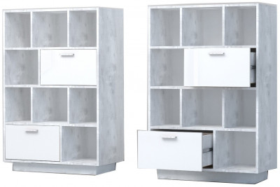 Эго Комод К-1 ПД (Глянец Белый/Бетон Светлый)