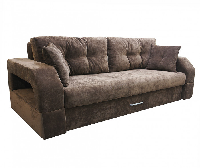 Диван еврокнижка Манчестер с подсветкой, 160 ВЕЛЮР 06 КОРИЧНЕВЫЙ