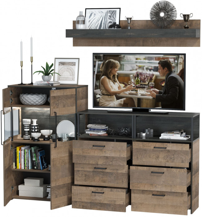 Трувор Гостиная 009, дуб гранж песочный/интра