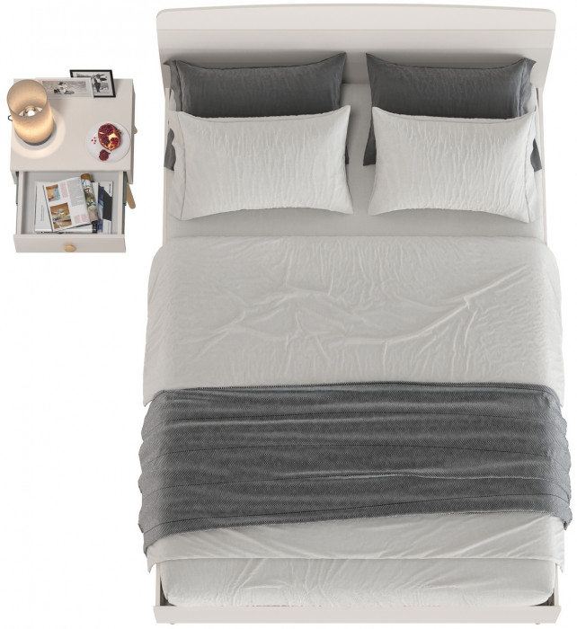 Афина Спальня Кровать 1400 + Тумба прикроватная, кашемир серый