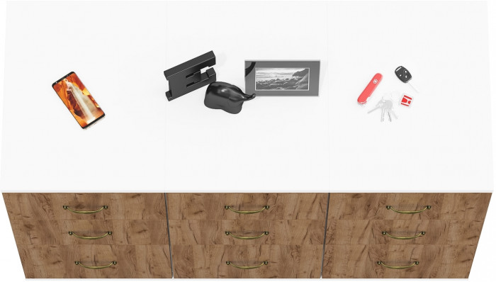 Лидер-8 Тумба МД 3.16 3 шт., белый шагрень/крафт золото