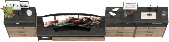 Трувор Гостиная 108, цвет дуб гранж песочный/интра, ШхГхВ 347,8х45,4х210 см., универсальная сборка