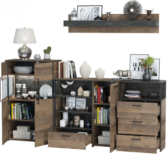 Трувор Гостиная 010, дуб гранж песочный/интра