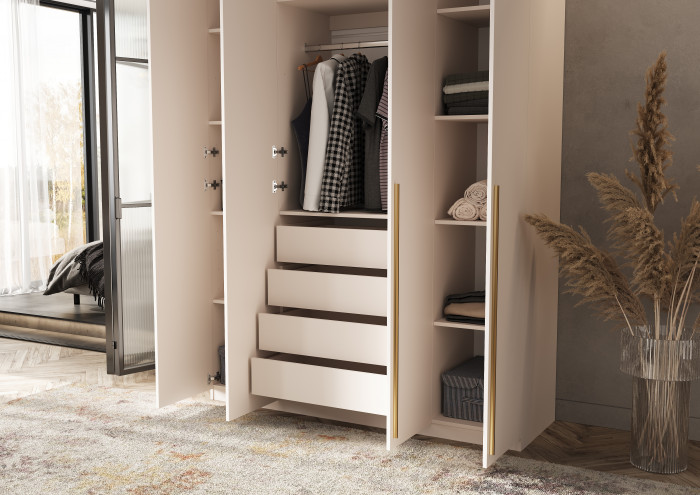 Ларго Шкаф 4-х створчатый 1600 (1 полка/4ящика), Кашемир