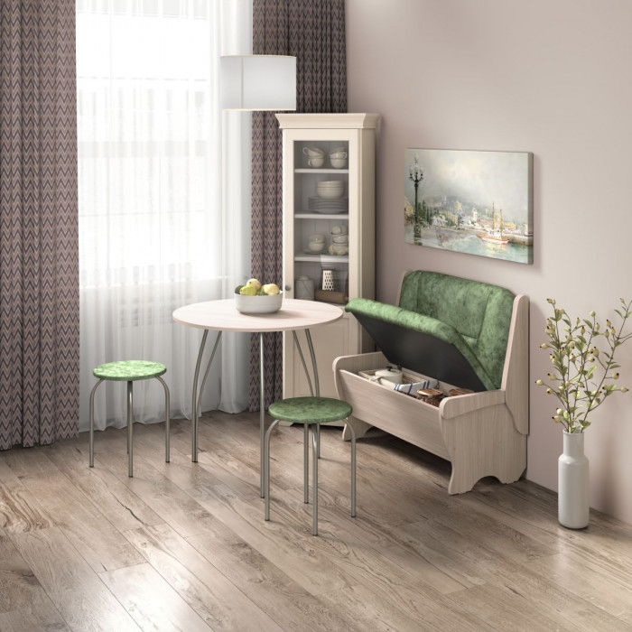 Кухонный набор Лотос скамья 950 - стол - табурет / ясень светлый/мохито