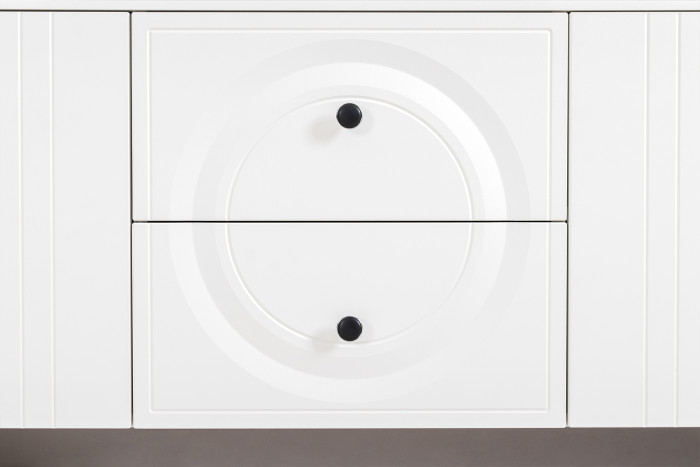 Валенсия Гостиная № 070, цвет ЛДСП белый шагрень/МДФ белый шагрень, ШхГхВ 327,2х38,3х225,2 см., ниша для ТВ 133х38х117 см., универсальная сборка