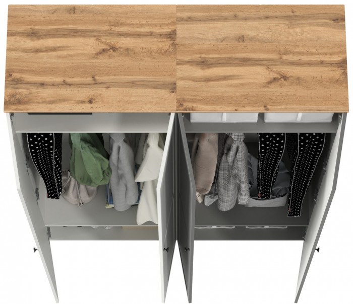 Остин 13.224 Шкаф 2 шт., цвет белый шагрень/серый графит/дуб крафт золотой, ШхГхВ 160х54,3х229,6 см., универсальная сборка