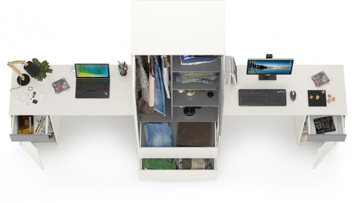 Торонто Компоновка № 17, белый шагрень/стальной серый