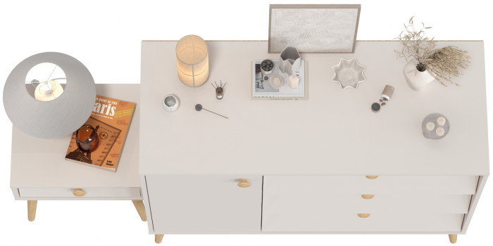 Афина Спальня Комод с дверкой и тремя ящиками + Тумба прикроватная, кашемир серый