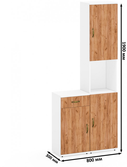 Лидер-8 Пенал + Тумба МД 3.15, белый шагрень/крафт золото