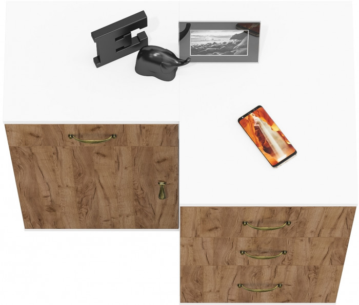 Лидер-8 Тумба МД 3.16 + Тумба МД 3.19, белый шагрень/крафт золото