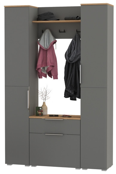 Октава Прихожая 18, серый графит/дуб крафт золотой/фасады МДФ серый графит