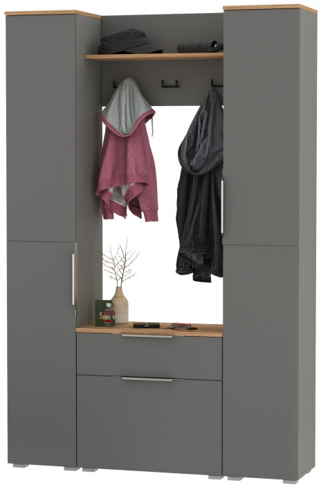 Октава Прихожая 18, серый графит/дуб крафт золотой/фасады МДФ серый графит