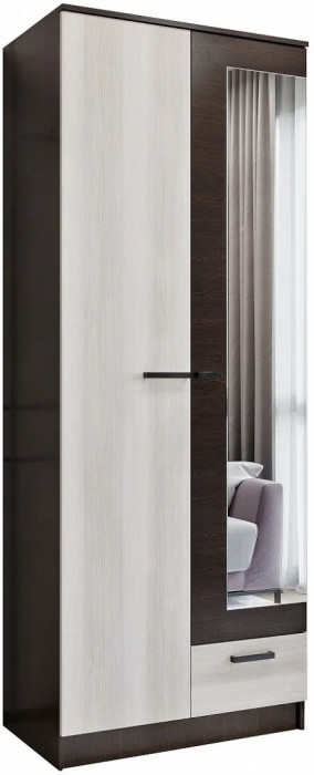 Адель Шкаф 0,8 + полки (Ясень шимо темный / светлый)