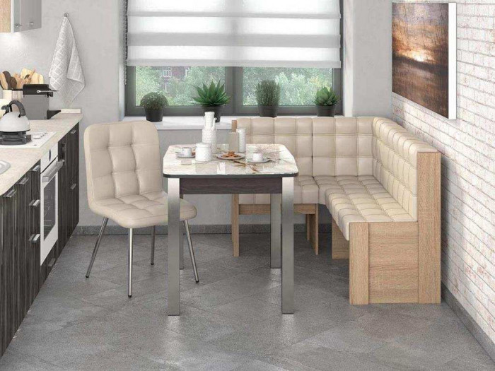 Угловая скамья Квадро дуб сонома/Крем