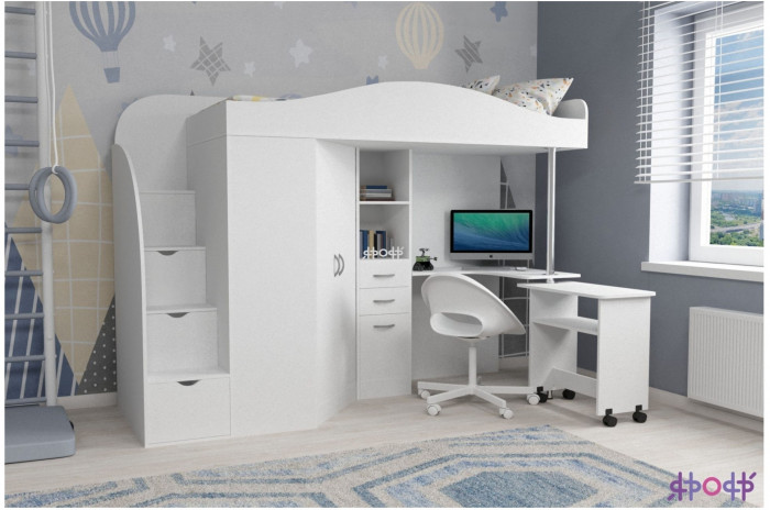 Кровать-чердак Юниор 4 (Венге/Ясень Анкор темный)