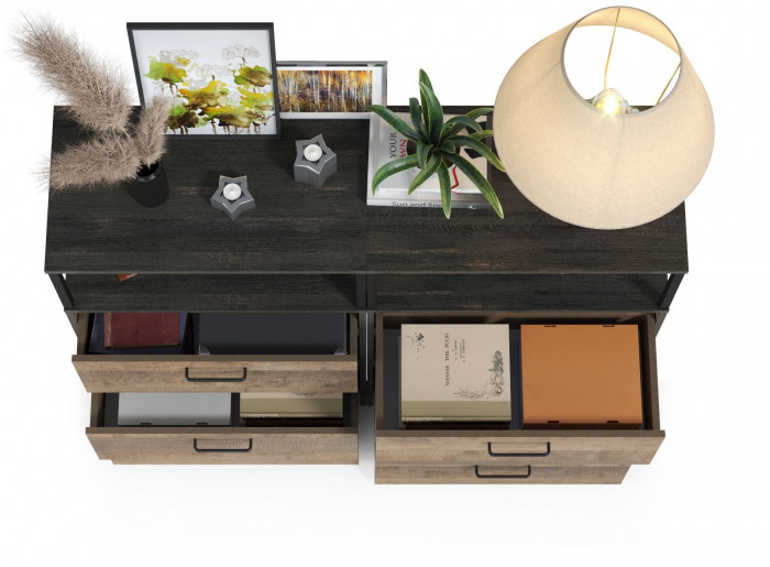 Трувор 13.307.02 Комод с ящиками + 13.307.02 Комод с ящиками, цвет дуб гранж песочный/интра, ШхГхВ 132х37х106,9 см.