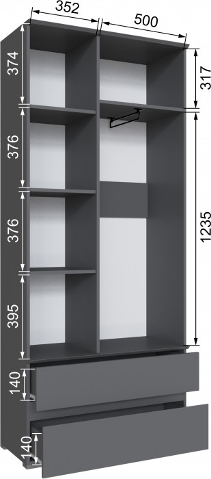 Плейона Шкаф графит серый