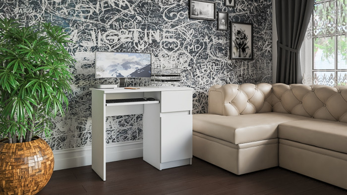 Мори компьютерный стол МС-1 правый, белый