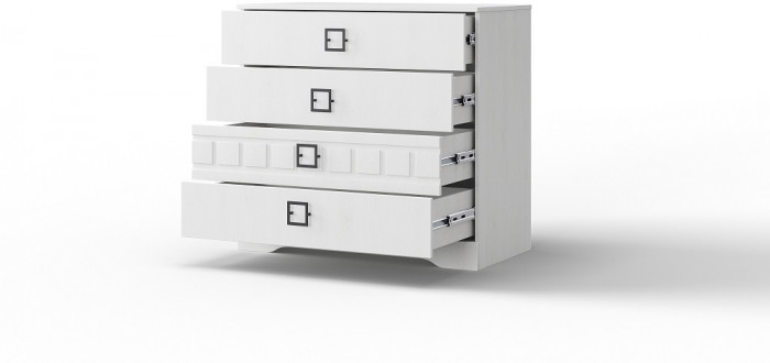 Комод с 4-мя ящиками "Римини" - Белый текстурный/Дуб полярный