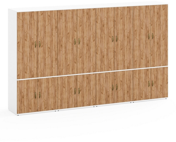 Лидер-8 Шкаф МД 19Б 4 шт., цвет белый шагрень/крафт золото, ШхГхВ 320х50х190 см., универсальная сборка