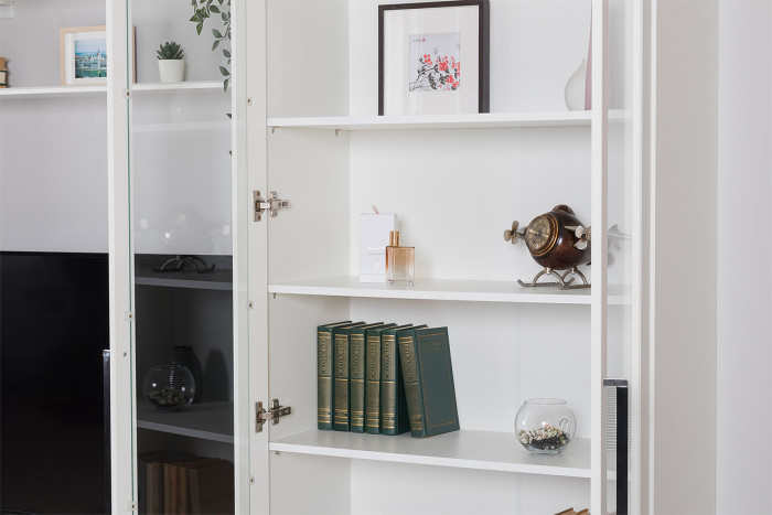 Валенсия Гостиная № 072, цвет ЛДСП белый шагрень/МДФ белый шагрень, ШхГхВ 194,1х38,1х225,2 см.