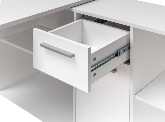 Два Стола письменных Лайт 03.245, цвет белый шагрень/тёмно-серый, ШхГхВ 342,9х136х75,2 см.(угловой) или 407,2х60х75,2 см.(прямой), универс. сборка