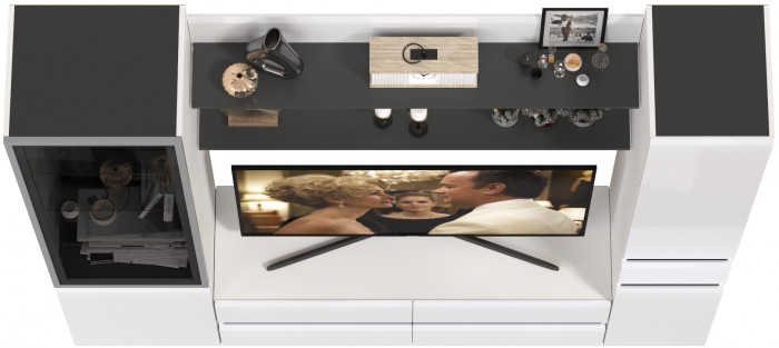 Сидней Комплектация № 072, корпус: белый/чёрный/фасады: МДФ белый глянец