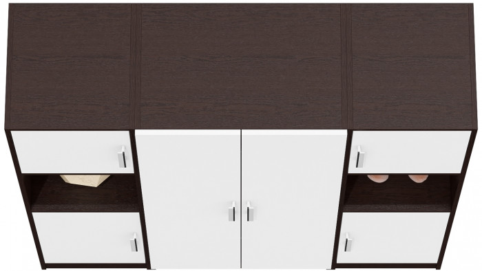 Шкаф С-МД-СК9Ш+Пенал С-МД-СК9П+Пенал С-МД-СК9П, венге/белый шагрень