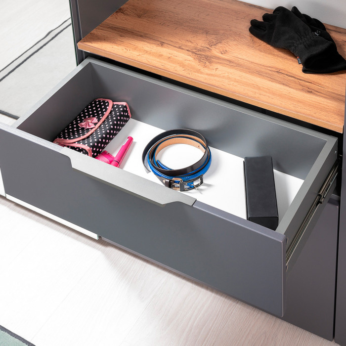 Октава Прихожая 19, серый графит/дуб крафт золотой/фасады МДФ серый графит