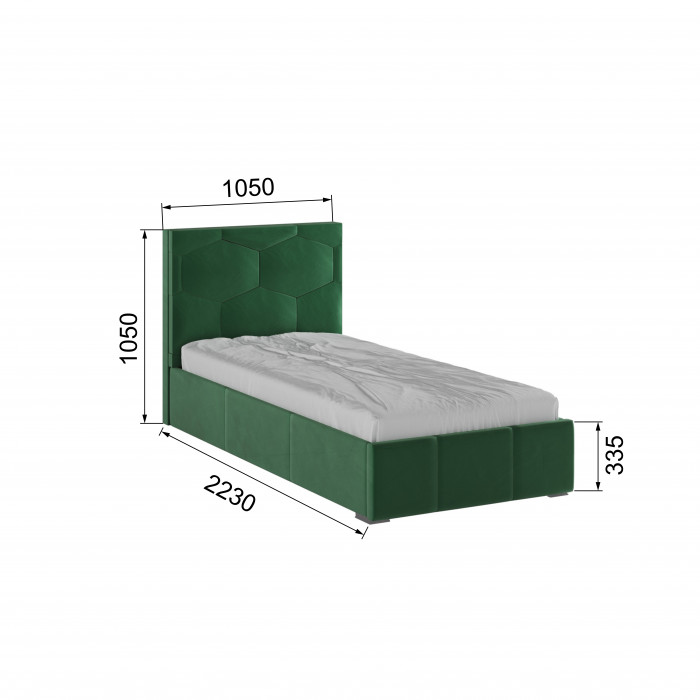 Манука Кровать интерьерная 900 изумруд, ортопед