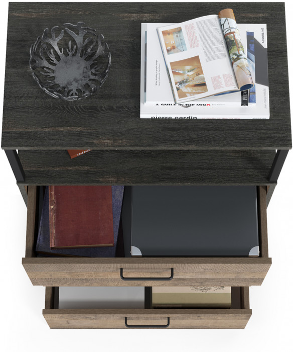 Трувор 13.307.02 Комод с ящиками, цвет дуб гранж песочный/интра, ШхГхВ 66х37х106,9 см.