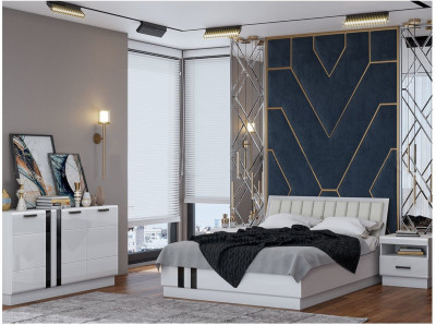 Модульная спальня Магнолия (Белый глянец / Черный глянец)