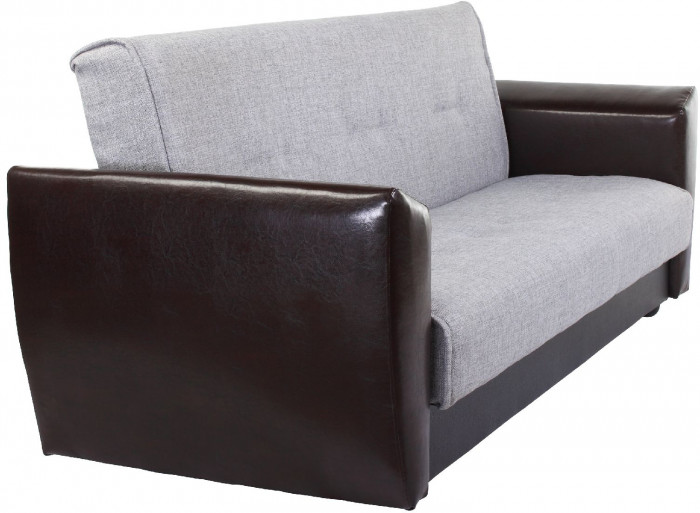 Диван-кровать Амстердам, 140х190, книжка, пружинный блок, рогожка/экокожа, серый