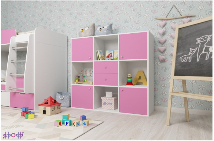 Стеллаж Джери (Белое дерево/Голубой)