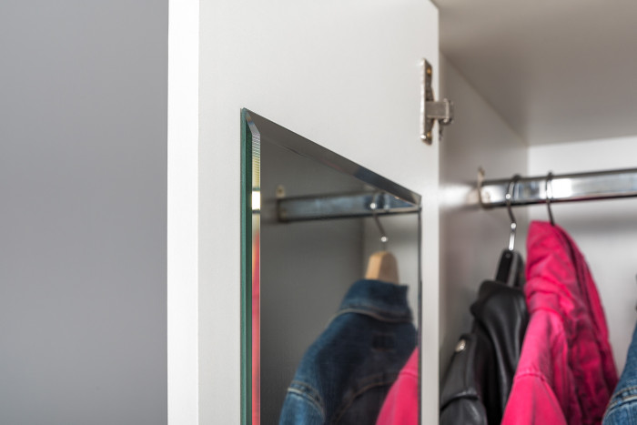 Торонто Компоновка № 03, цвет белый шагрень/стальной серый, ШхГхВ 280х53,1х195,7 см., универсальная сборка