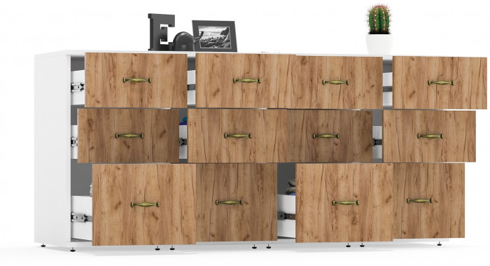 Лидер-8 Тумба МД 3.16 4 шт., цвет белый шагрень/крафт золото, ШхГхВ 160х50х75 см., универсальная сборка