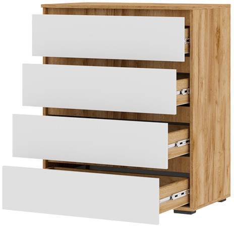 Хелен КМ 02 Комод 802 4 ящика (0,802х0,958х0,460) белый/дуб крафт золото