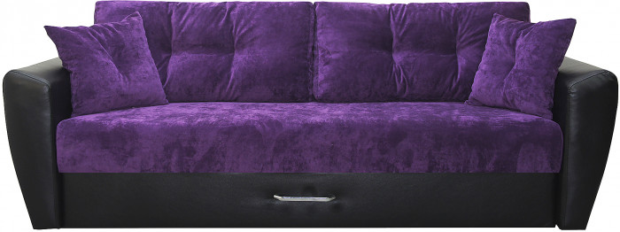 Диван-кровать Амстердам Люкс, 160х195, еврокнижка, пружинный блок, велюр/экокожа, фиолетово-черный