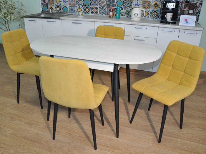 Обеденная группа Стиль-1 / Стул Х 4 шт. / Бетон белый/черный / бид 43