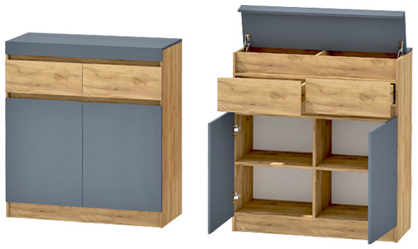 Модульная Прихожая Иннэс-10, набор 2, Дуб крафт золотой/Графит