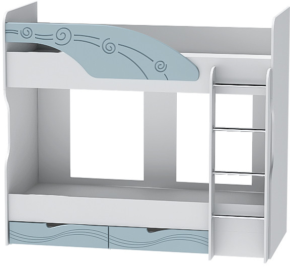 Двухъярусная кровать Бриз-5, Белый/Антарктида (Волна)