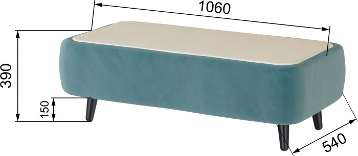 Стол журнальный Пай бирюза/мдф клен кремовый