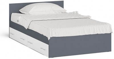 Мори Кровать с ящиками 1200, графит/белый